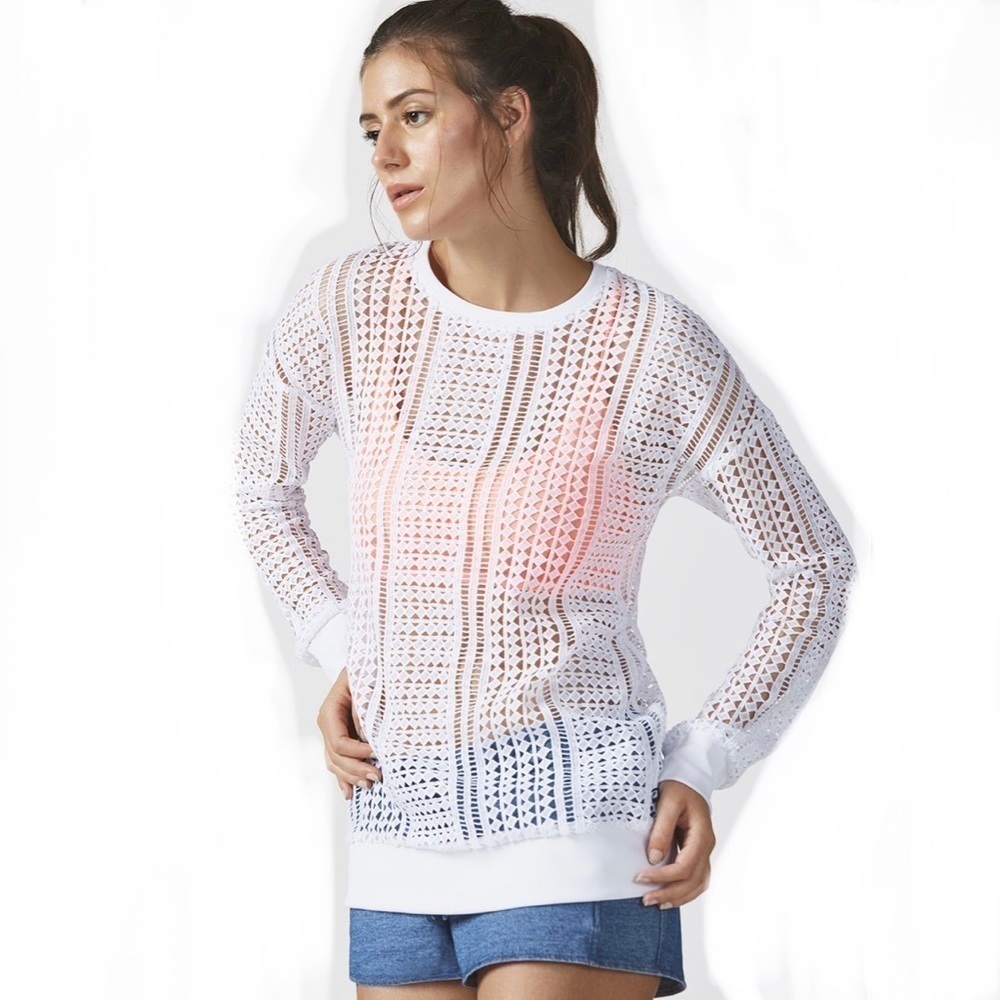 FABLETICS SOPHIE TUNIC White Sheer Crochet Lace